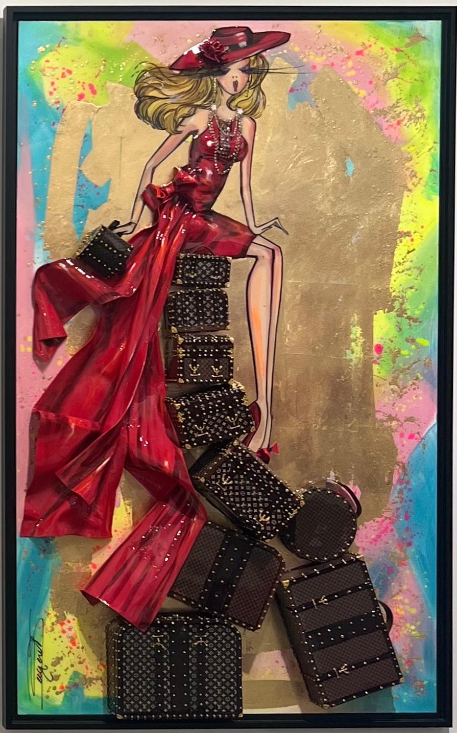 RACHEL BERGERET Figurative Painting - XXXL Doll - Diamonds Are a Girl's Best Friend