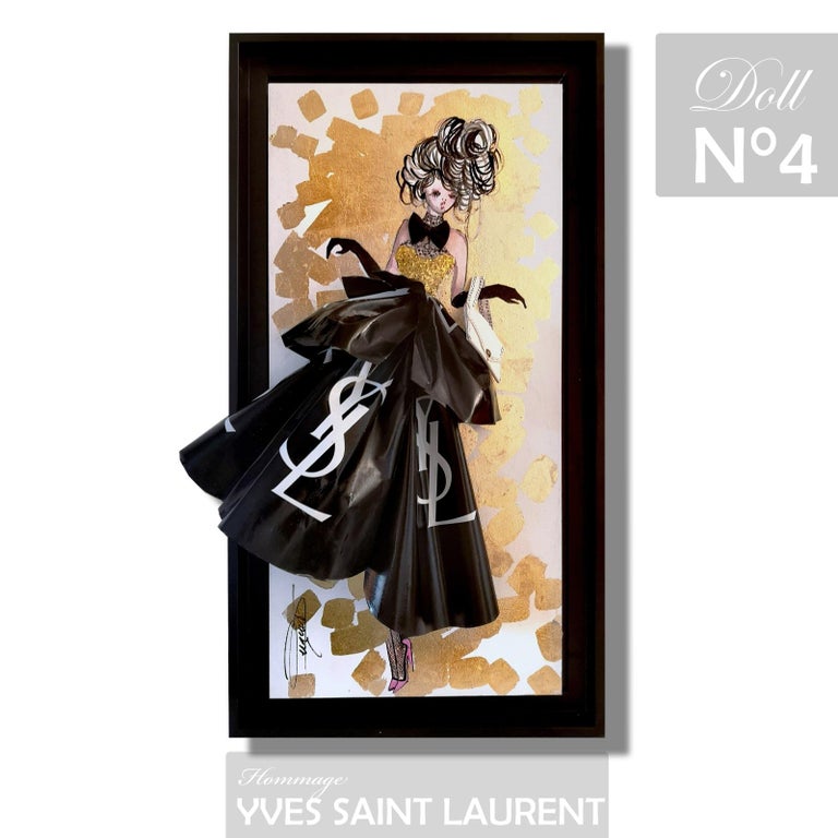 RACHEL BERGERET - YSL Yves Saint Laurent HOMMAGE - 3D Sculpture and  painting on wood For Sale at 1stDibs