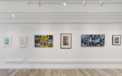 Riflessione n. 5 - Fotografia astratta di paesaggio su metallo in verde & blu & viola