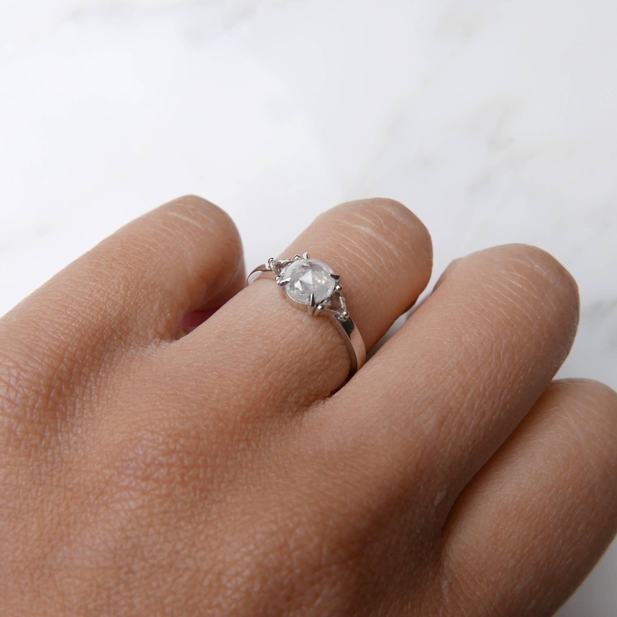 Modern Rachel Boston 18 karat White Gold Grey Salt and Pepper Diamond Engagement Ring