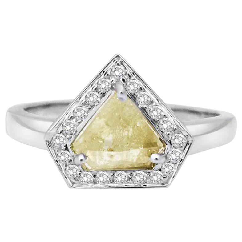 Rachel Boston 18 karat White Gold Yellow Diamond Diamond Engagement Ring For Sale