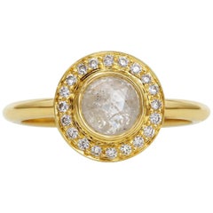 Rachel Boston 18 karat Yellow Gold Grey Rose Cut Diamond Engagement Ring