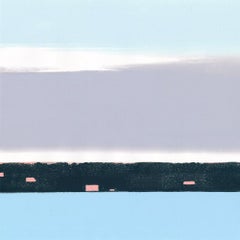 Four Pink Houses, landscape monotype