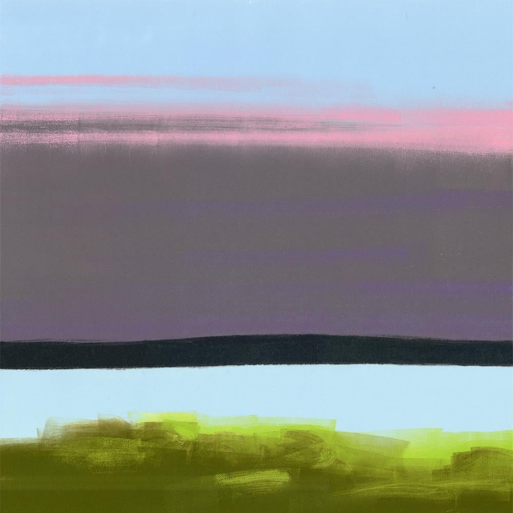 Rachel Burgess Landscape Painting - Gray and Purple, landscape monotype 