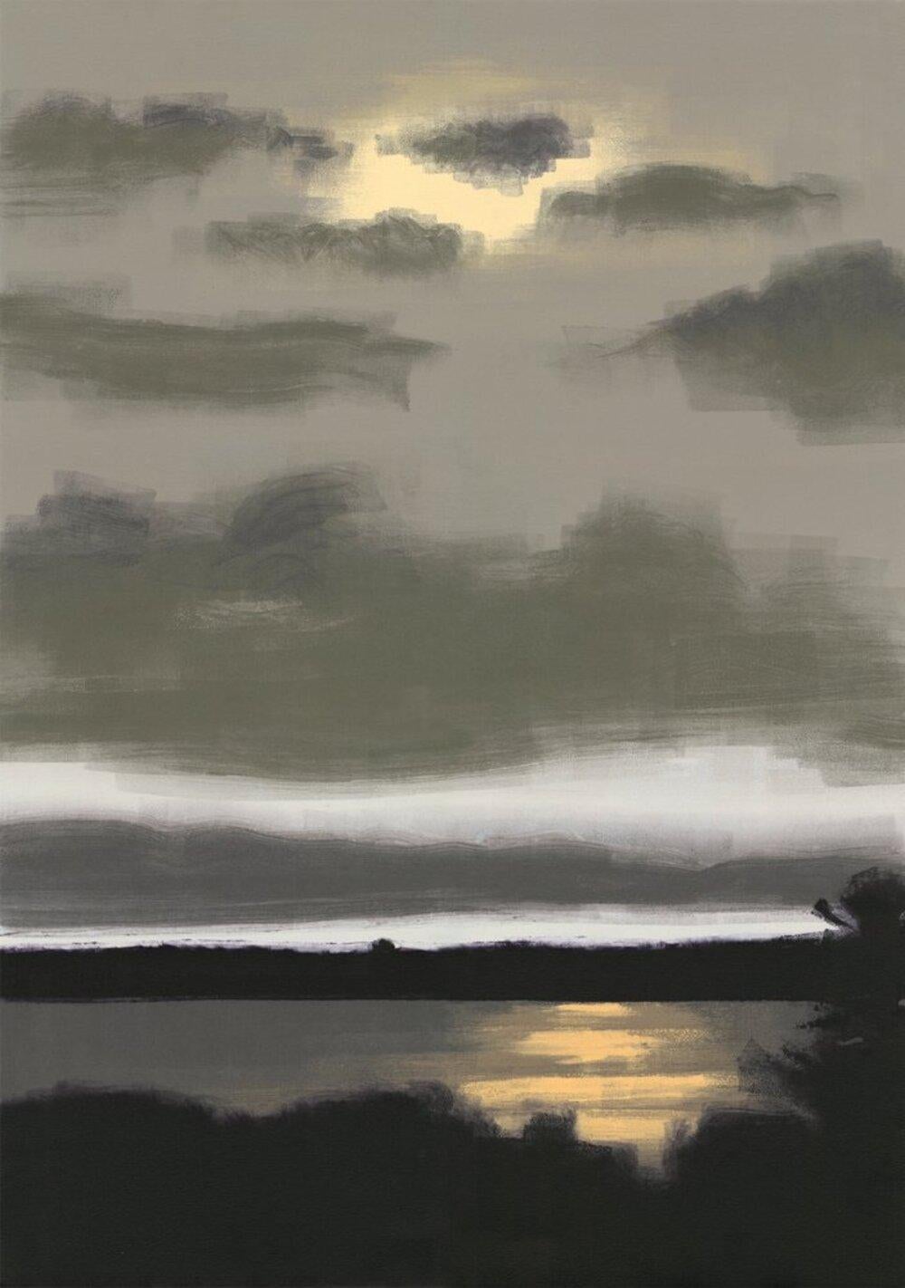 Rachel Burgess Landscape Painting - Half Asleep, landscape monotype 