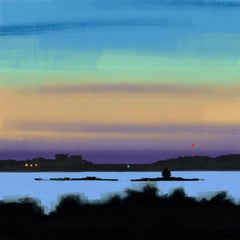 Six Lights, Landscape monotype painting
