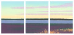 Autumn Day, earth toned landscape triptych, work on paper