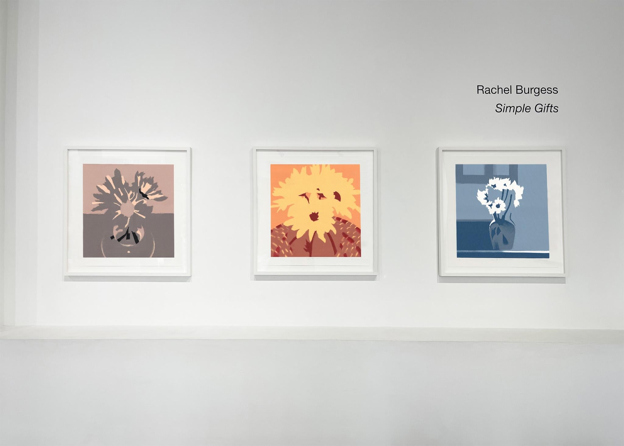 Jarrón de capullos VII (Trébede) (abstracto, naturaleza muerta, monotipo, flores, rojo, naranja) en venta 3