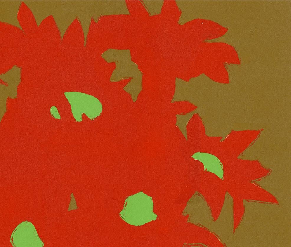 Margaritas IX (Margaritas rojas) (flores, abstracto, rojo, brillante, monotipo) - Print de Rachel Burgess
