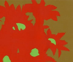 Daisies IX (Rote Daisies) (Blumen, abstrakt, rot, hell, monotypie)