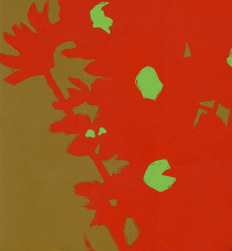 Margaritas IX (Margaritas rojas) (flores, abstracto, rojo, brillante, monotipo) - Print Arte pop de Rachel Burgess
