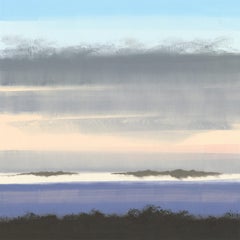 Fog Bank, purple and blue landscape on paper