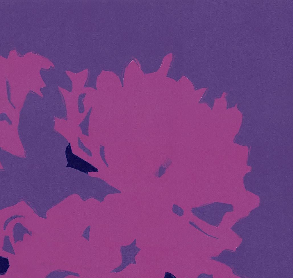 Peonías (abstracto, naturaleza muerta, monotipo, flores, púrpura) - Still-Life Print Púrpura de Rachel Burgess