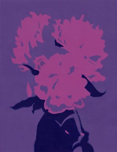 Peonías (abstracto, naturaleza muerta, monotipo, flores, púrpura)