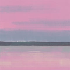 Pink Lake, square abstract monoprint