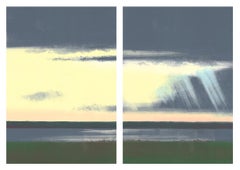 Yellow Sky, landscape diptych on paper