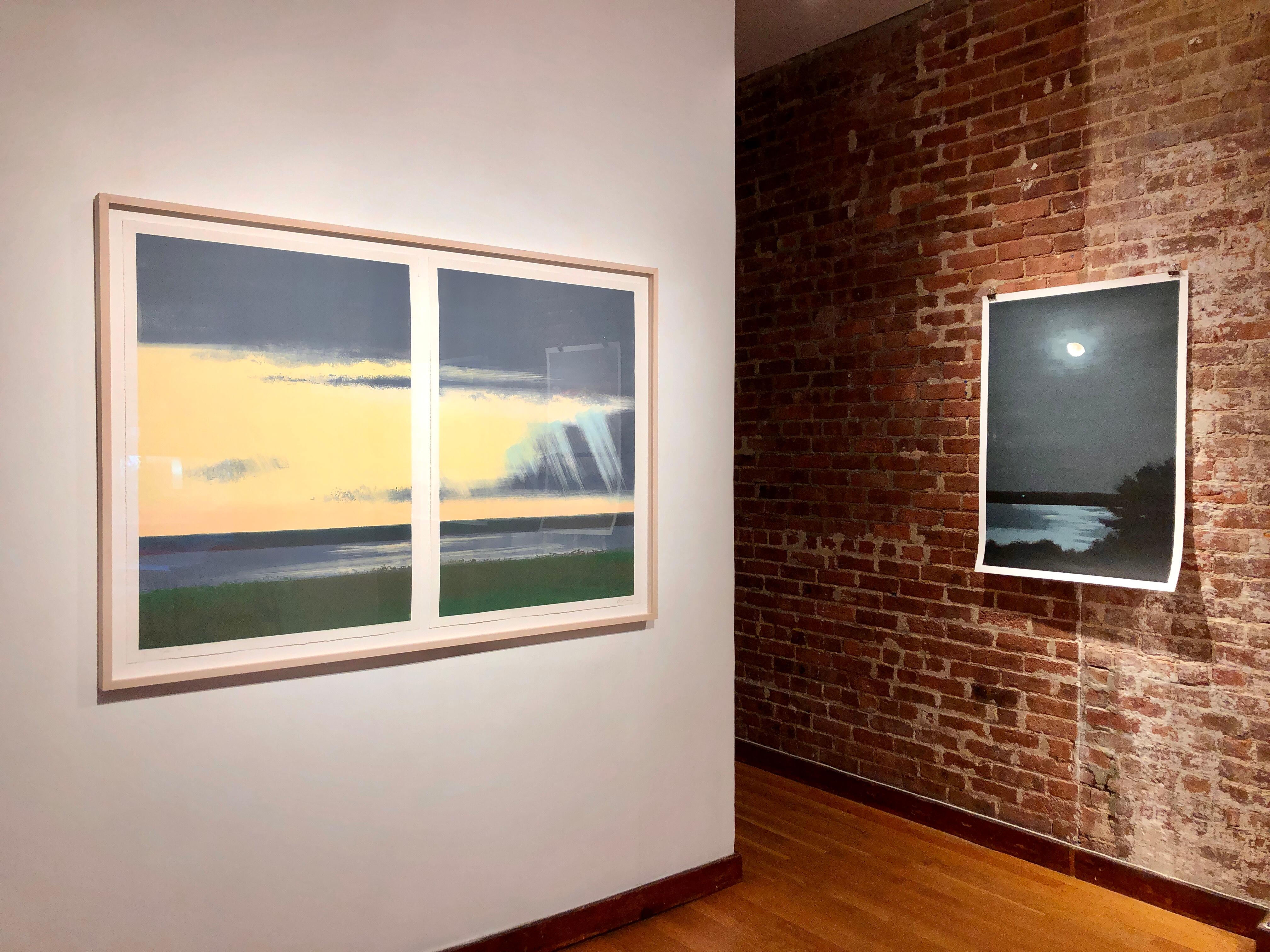 Yellow Sky, landscape diptych on paper - Print by Rachel Burgess