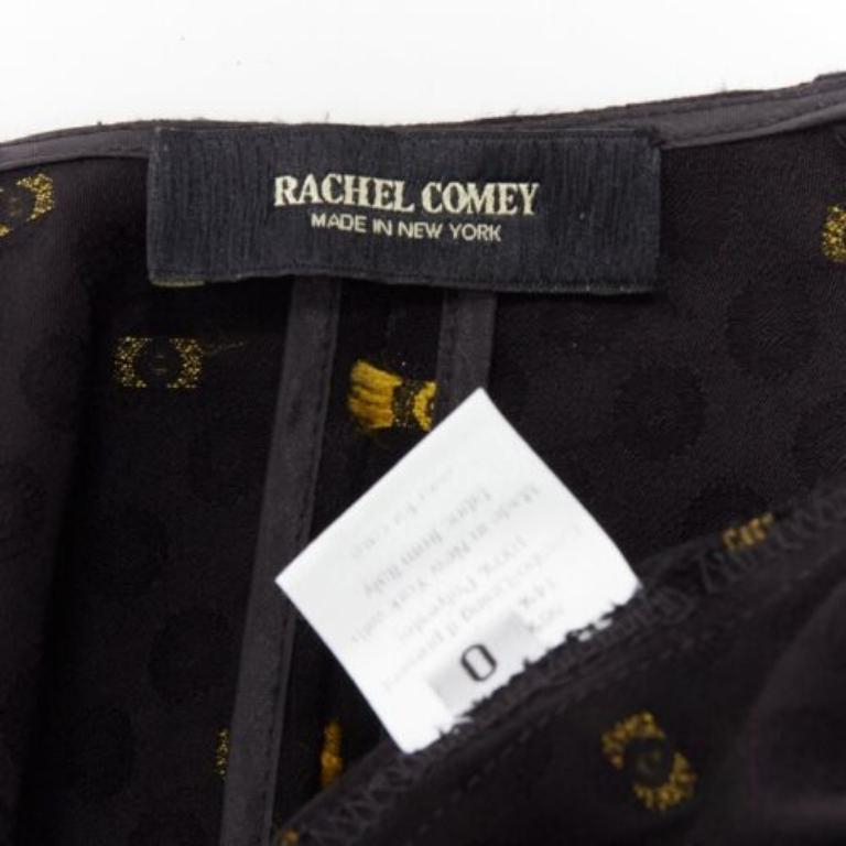 RACHEL COMEY noir jaune bord effiloché col cravate combinaison décontractée US0 XS en vente 4