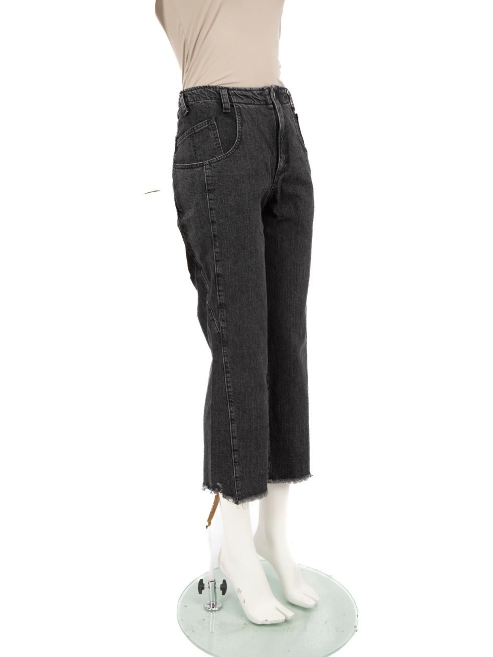 CONDITION is Good. Minor wear to the jeans is evident. One small pluck to the weave towards the centre back of the waist band. One tear to the hem on the right leg and discolouration towards the hem of the left leg on this used Rachel Comey designer
