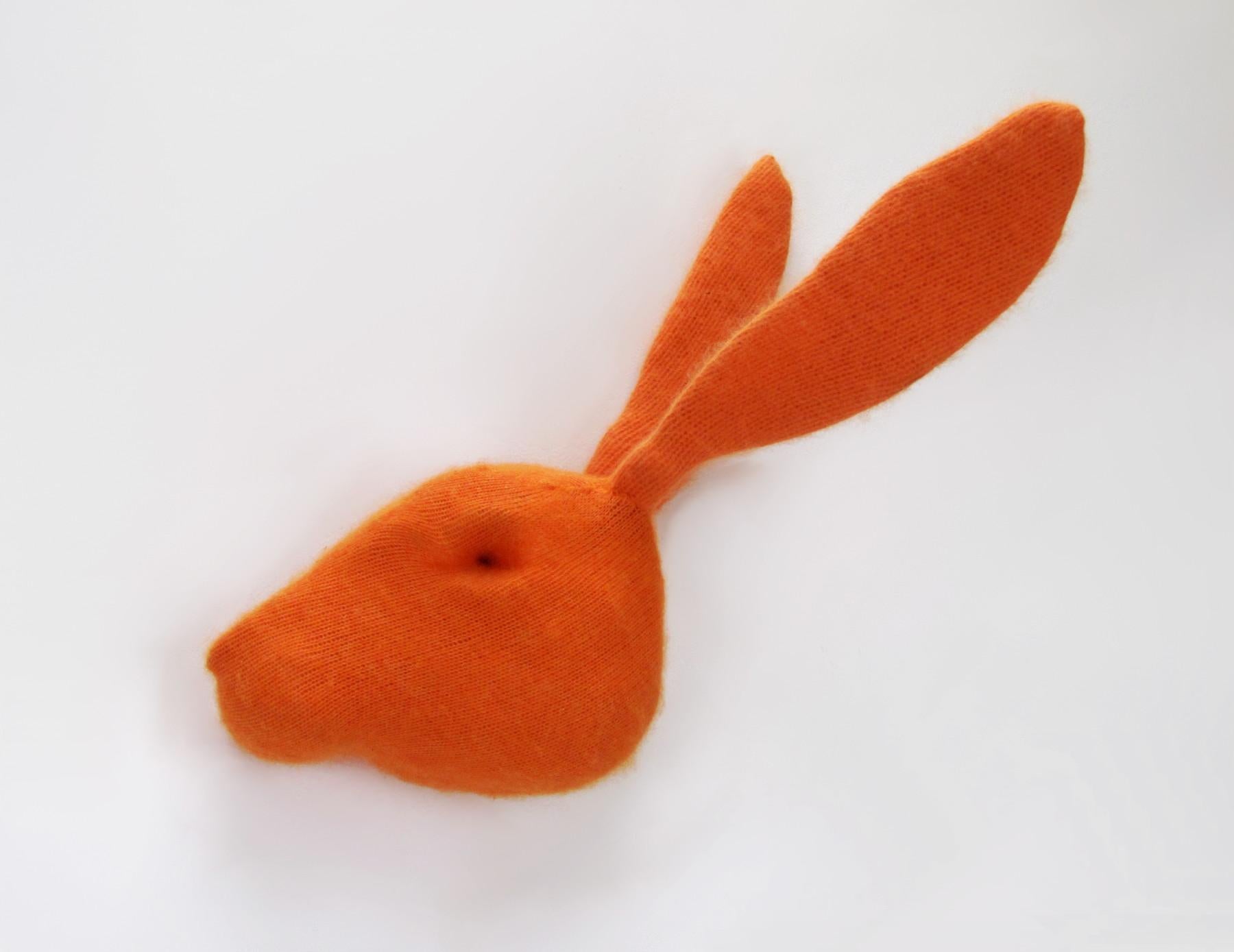 Orange Floating Head - Sculpture by Rachel Denny