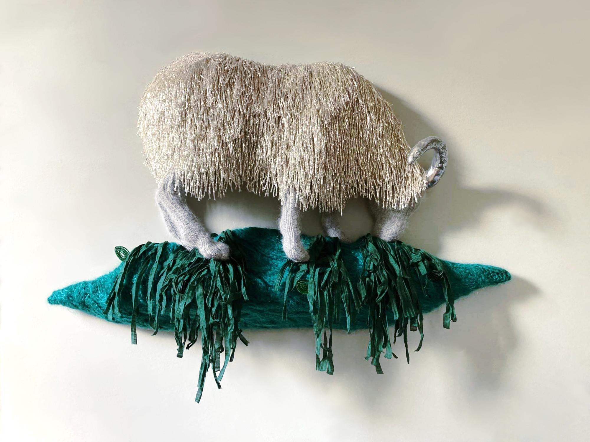 Rachel Denny Figurative Sculpture - Silver Sheep Study