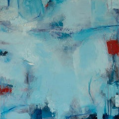 Poets Path, Abstract Painting, Contemporary Blue and Red Painting, Coastal Art