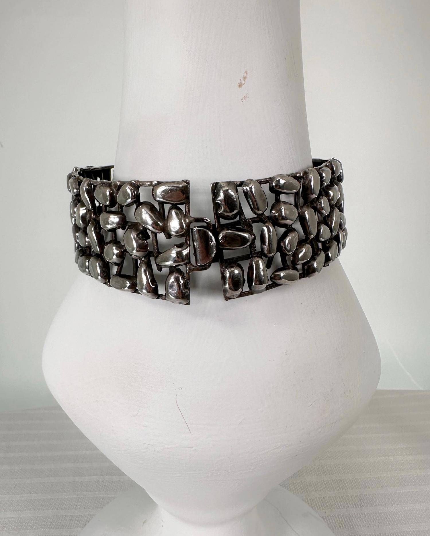 Rachel Gera Artisan Handmade Modernist Sterling Silver Choker Necklace 1970s For Sale 9