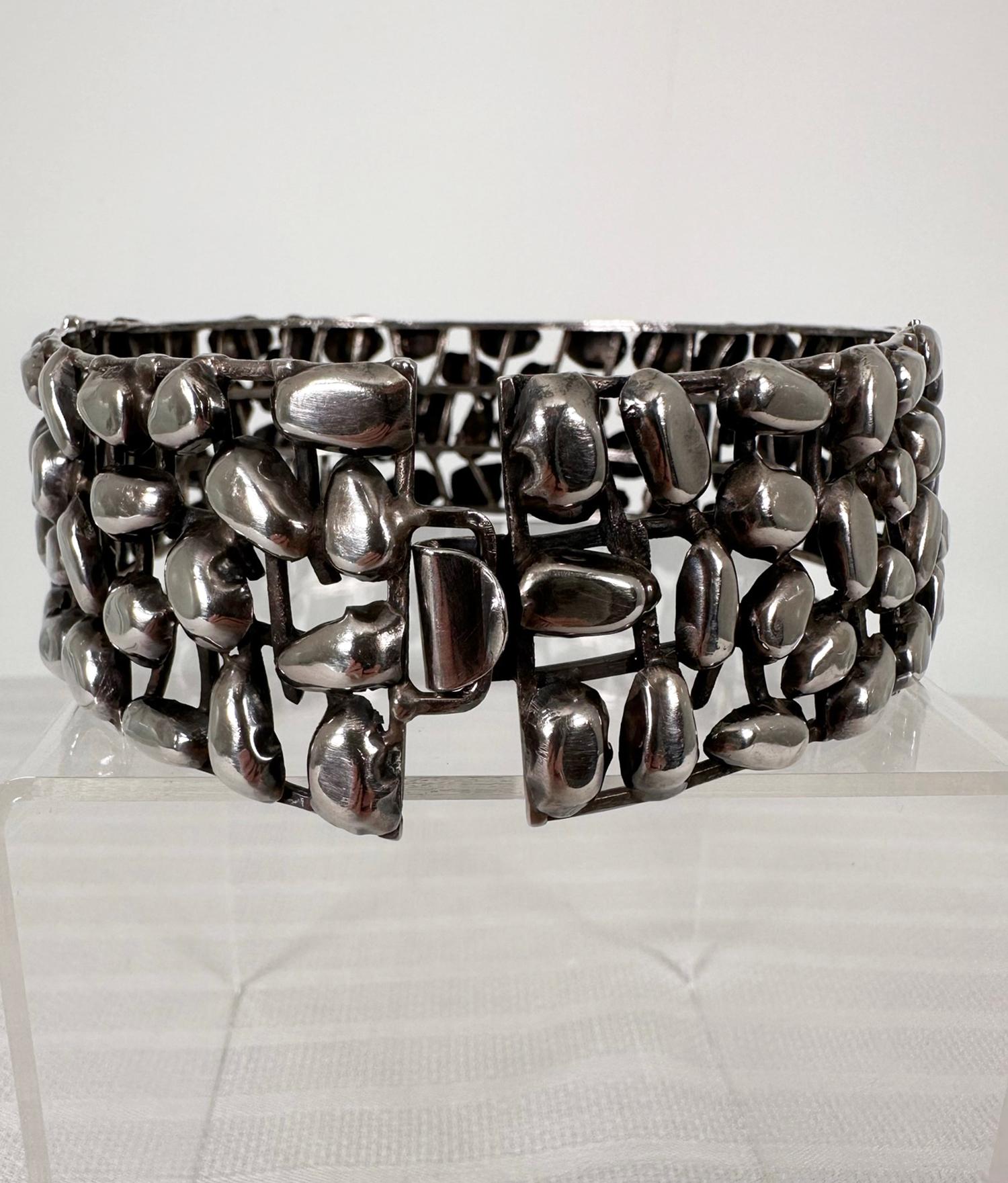 Rachel Gera Artisan Handmade Modernist Sterling Silver Choker Necklace 1970s For Sale 3