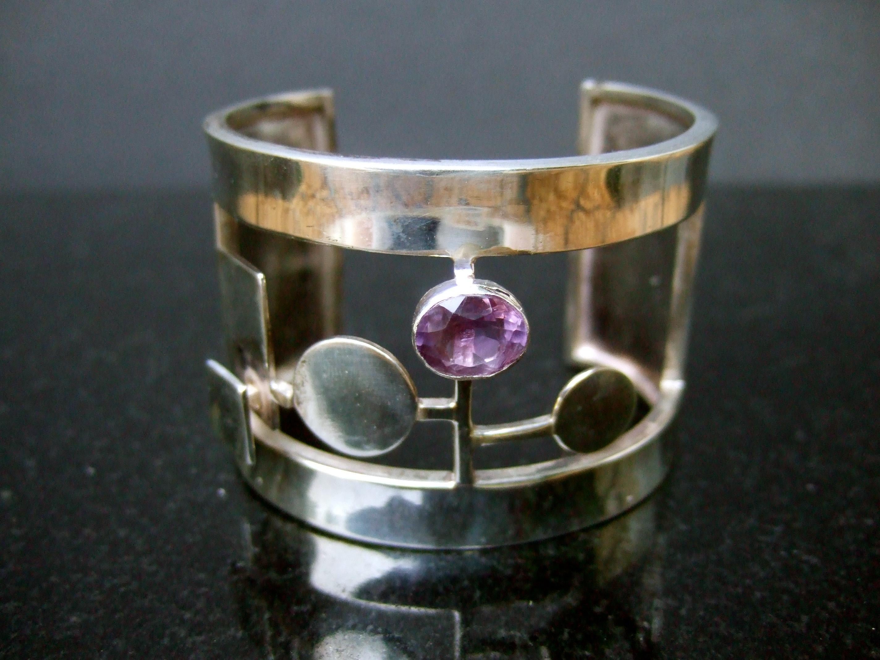 Rachel Gera, bracciale artigianale in ametista di sterlina, anni '90, C.C. In condizioni buone in vendita a University City, MO