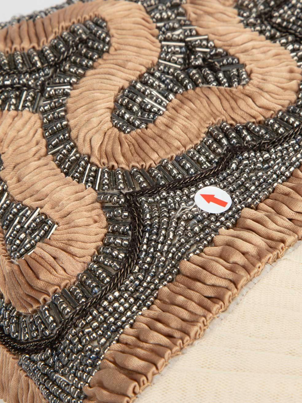 Rachel Gilbert Beige Ruched Embellished Mini Dress Size S For Sale 1