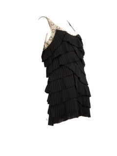 Rachel Gilbert Black Ruffle Embellished Dress Size XS
