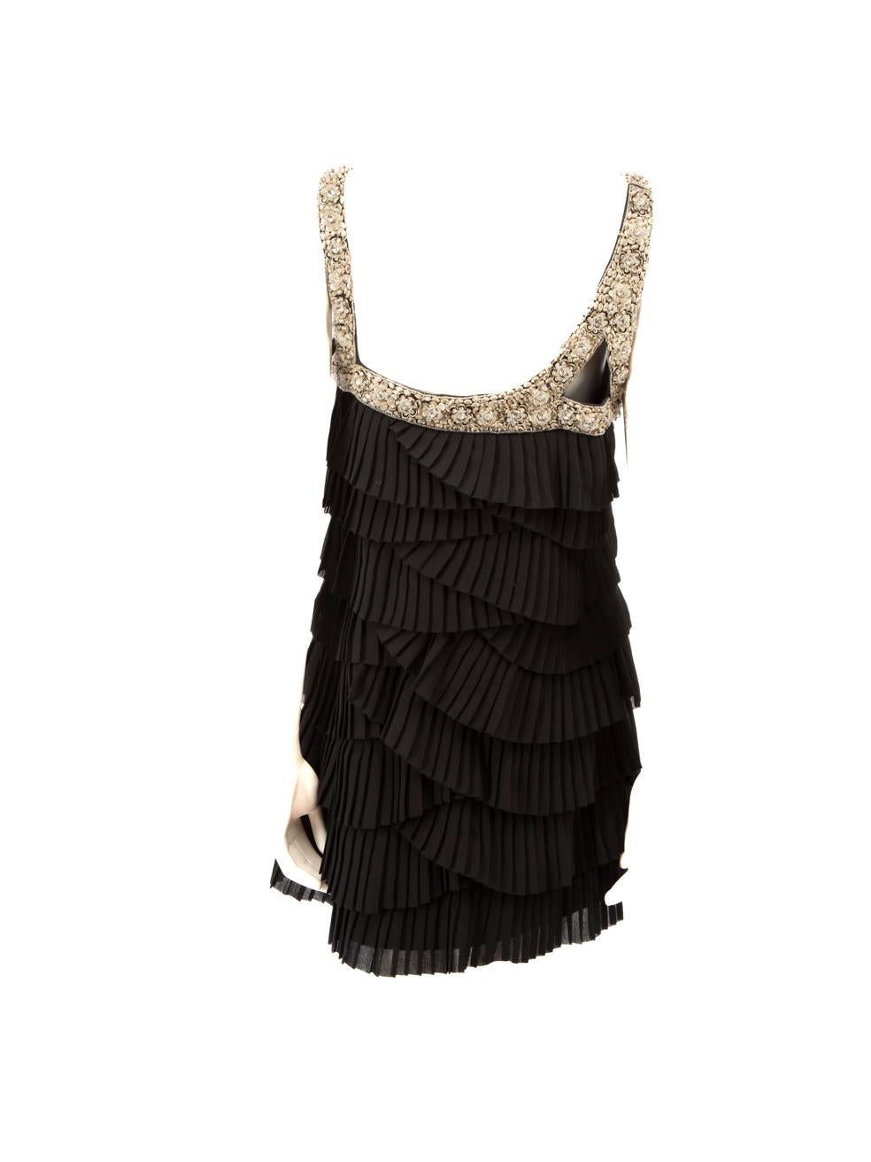 Nero Rachel Gilbert - Vestito nero con volant e abbellito taglia XS in vendita