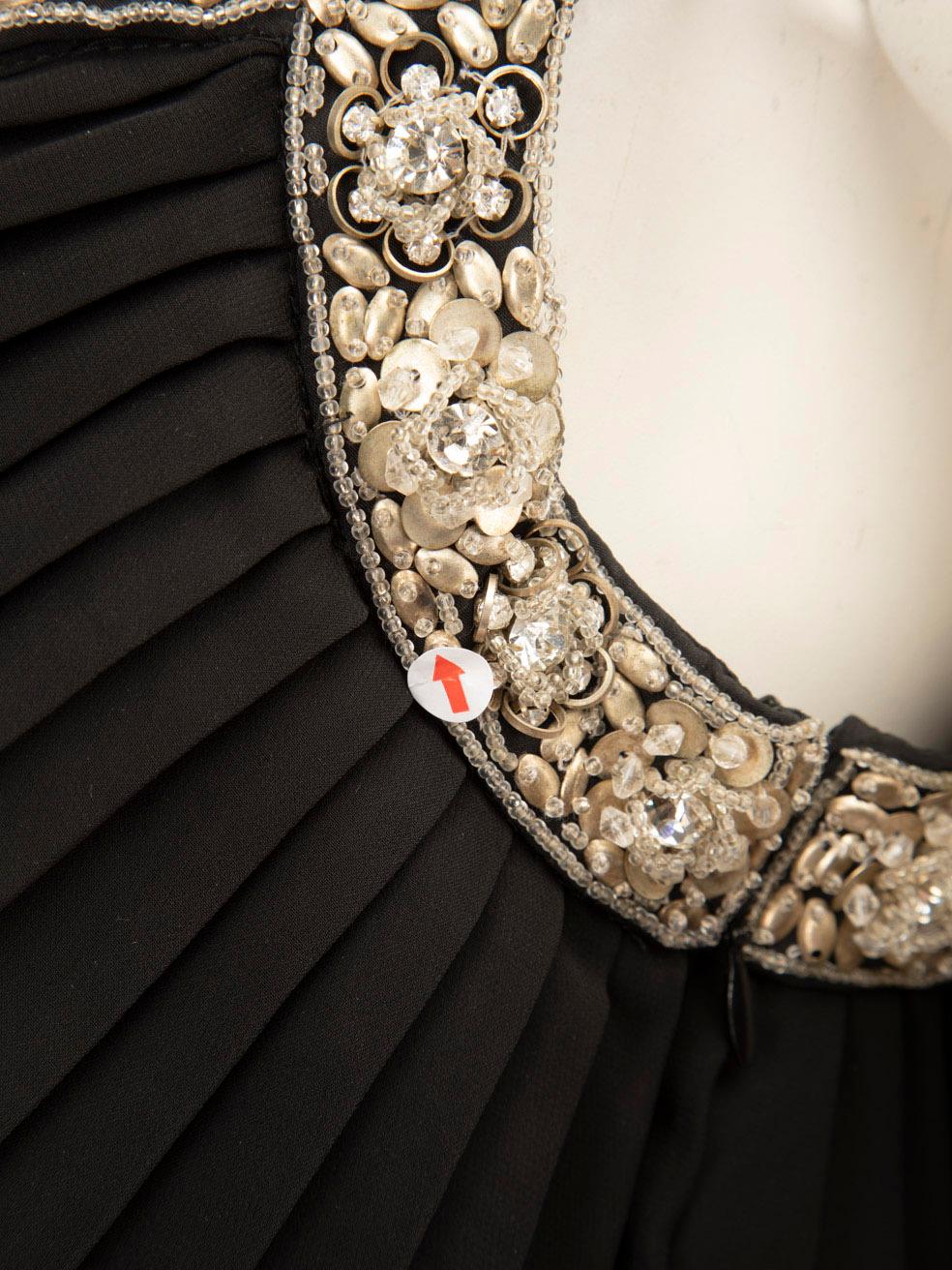 Donna Rachel Gilbert - Vestito nero con volant e abbellito taglia XS in vendita