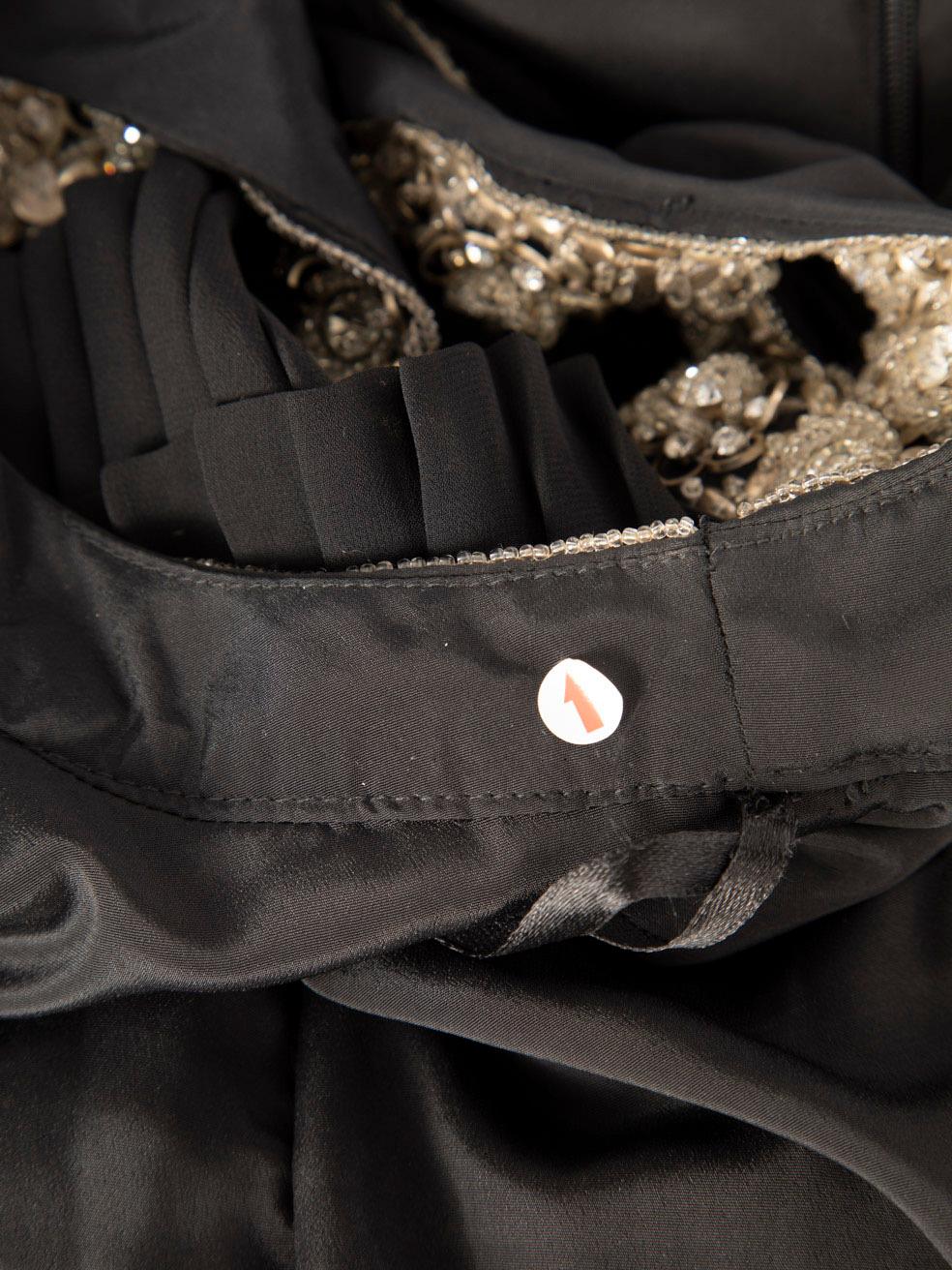 Rachel Gilbert - Vestito nero con volant e abbellito taglia XS in vendita 2