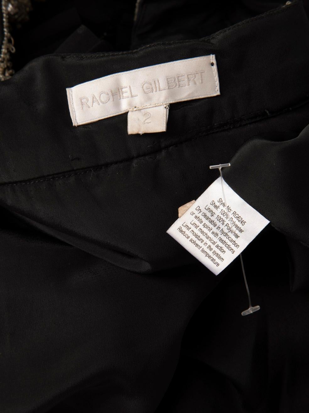 Rachel Gilbert - Vestito nero con volant e abbellito taglia XS in vendita 4