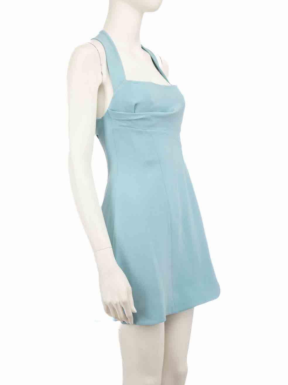 CONDITION is Very good. Minimal wear to dress is evident. Minimal wear to the front with small mark on this used Rachel Gilbert designer resale item.
 
 Details
 Light blue
 Synthetic
 Dress
 Sleeveless
 Square neck
 Back crystallised knot detail
