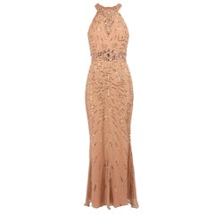 Rachel Gilbert Pink Embellished Maxi Gown Size M