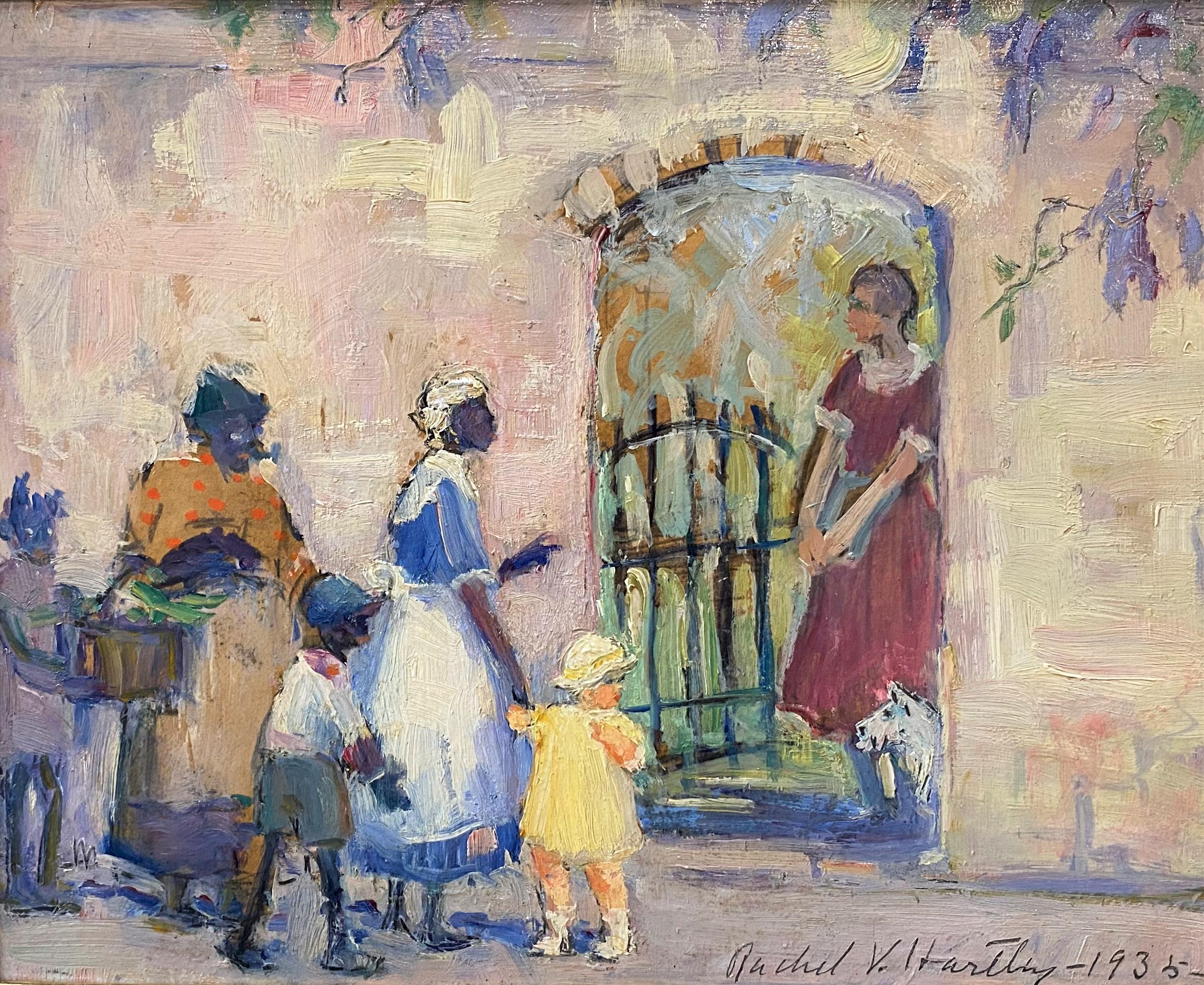 Southern Scene, Possibly Charleston, South Carolina - Painting by Rachel Hartley