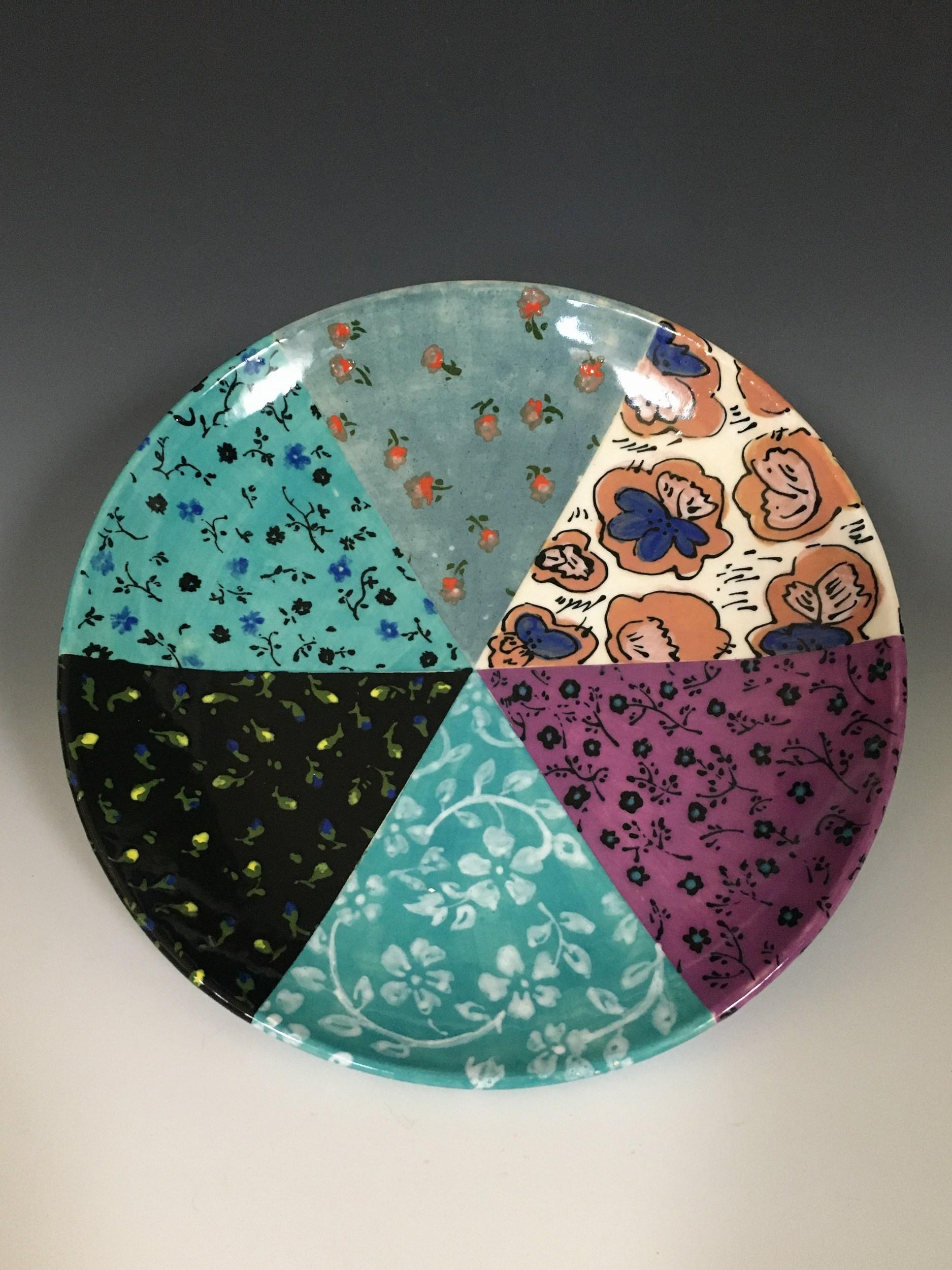 Six Pattern Plate - Mixed Media Art by Rachel Hubbard Kline