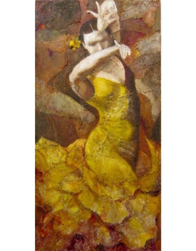 Gelber Flamenco – Mixed Media Art von Rachel Isadora