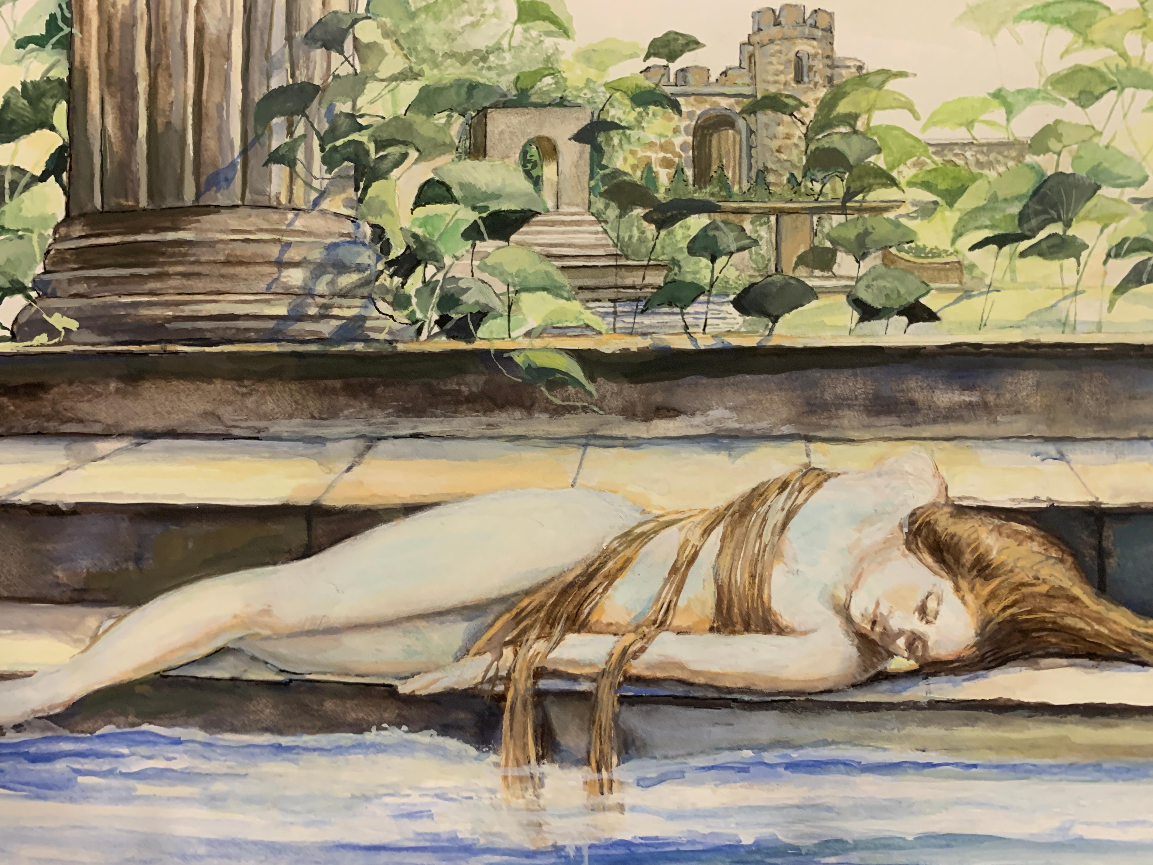 Isadora Sketch V - Gray Figurative Painting by Rachel Isadora