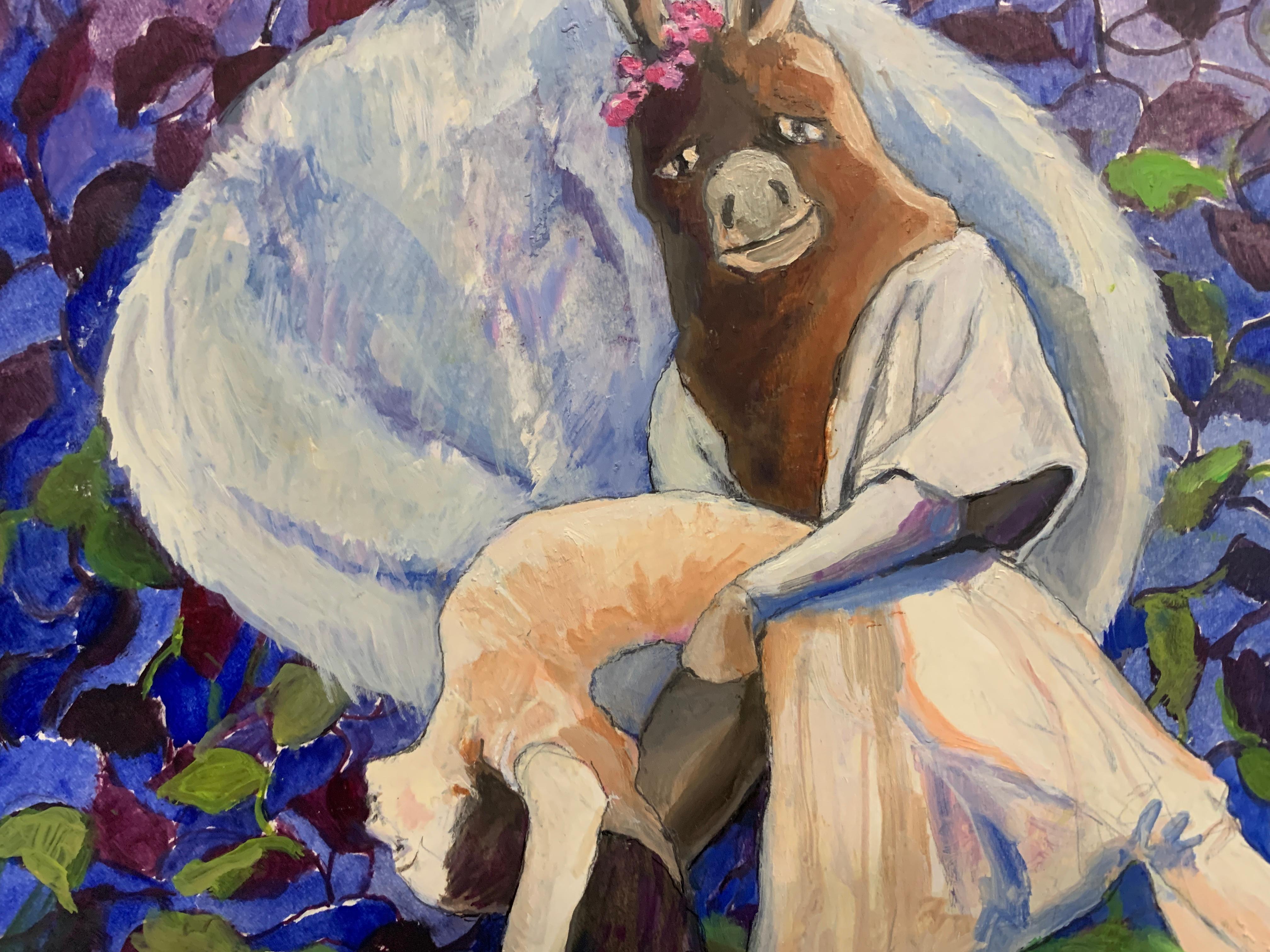 Untitled I - Beige Figurative Painting by Rachel Isadora