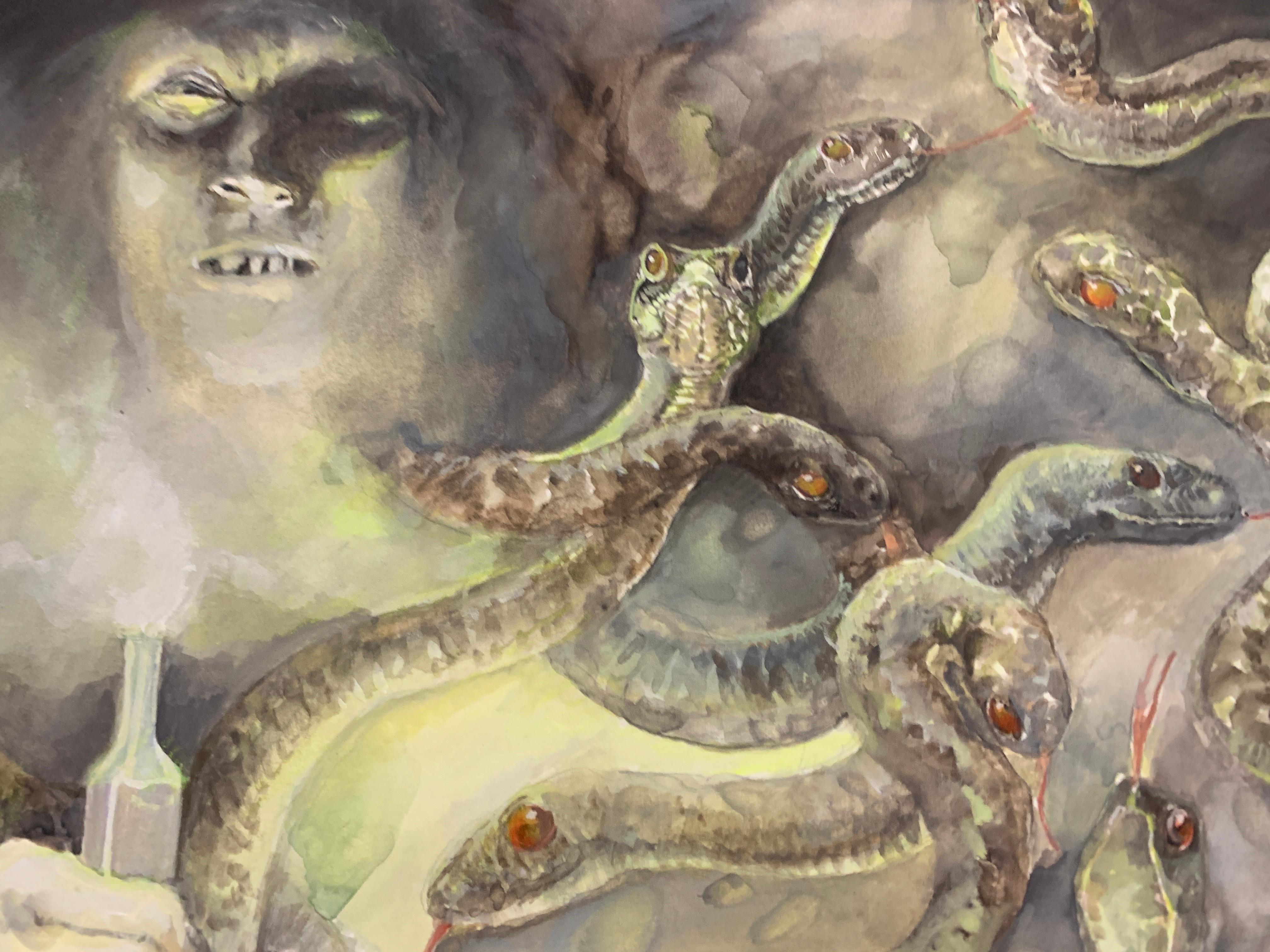 Untitled III - Beige Figurative Painting by Rachel Isadora