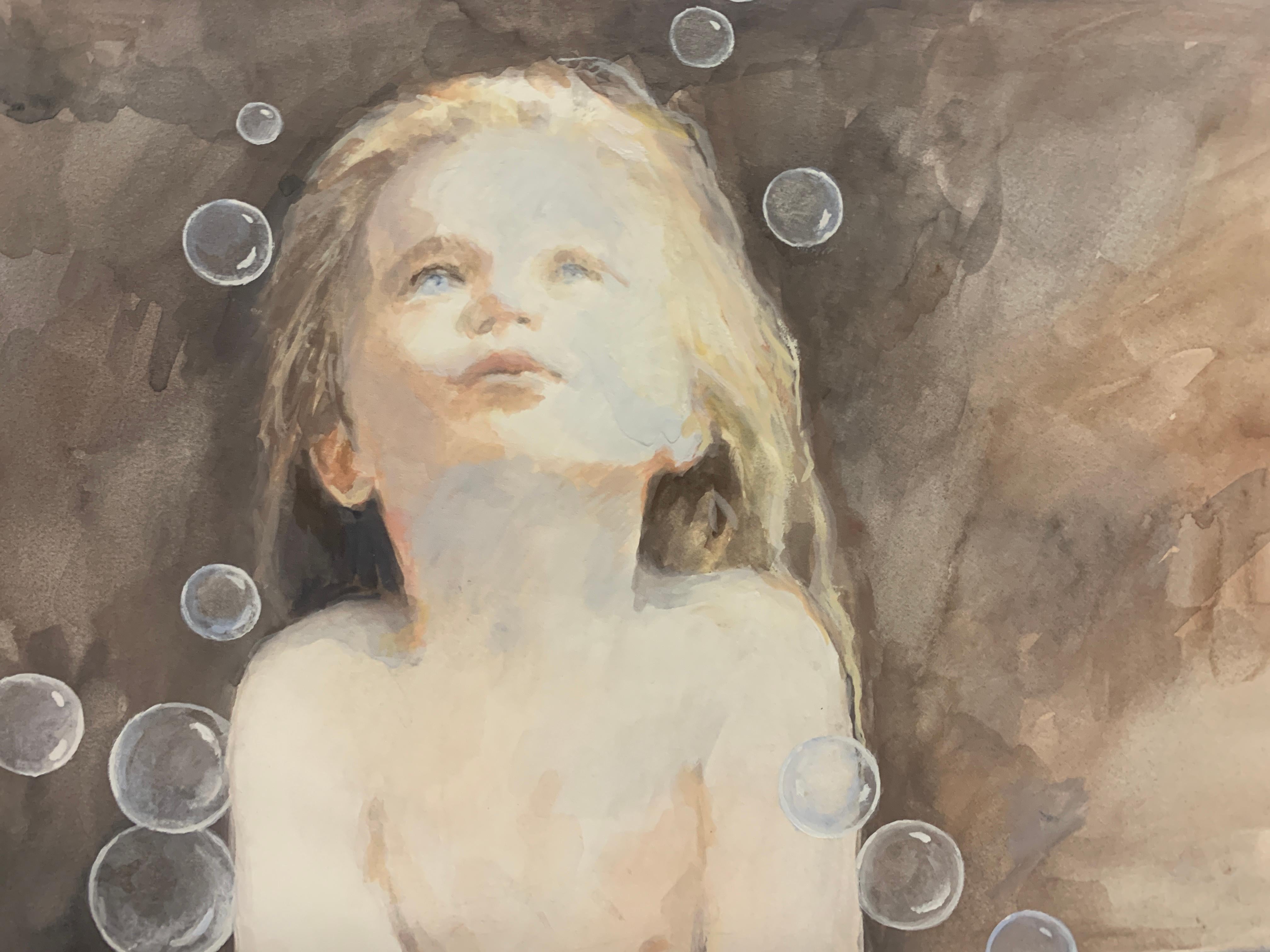 Untitled VII - Beige Figurative Painting by Rachel Isadora