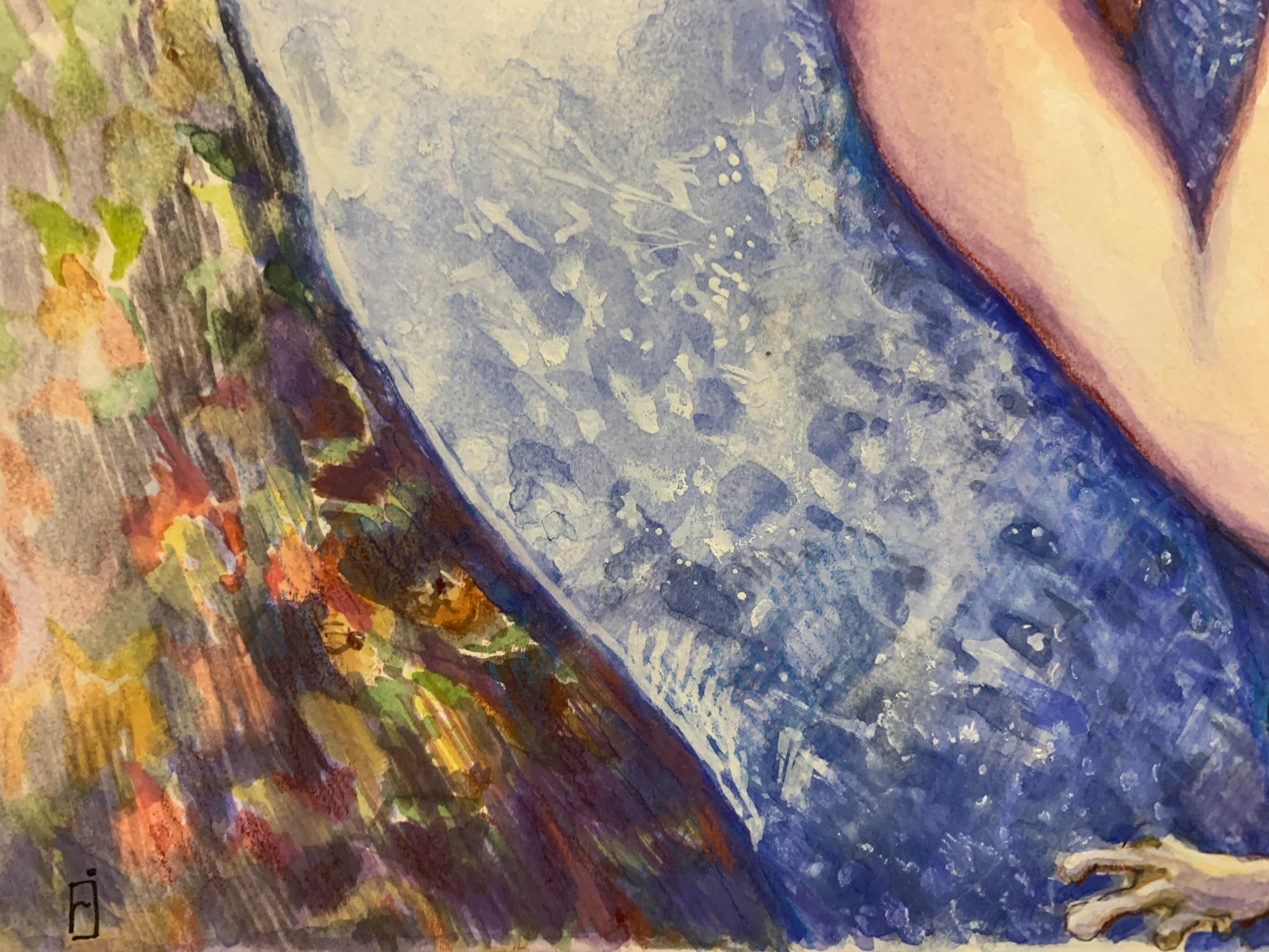 Untitled XIV - Beige Figurative Painting by Rachel Isadora