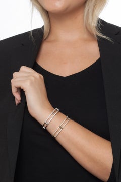 Rachel Katz White Gold Diamond Locking Cage Bangle