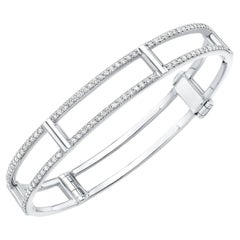 Rachel Katz White Gold Diamond Locking Cage Bangle