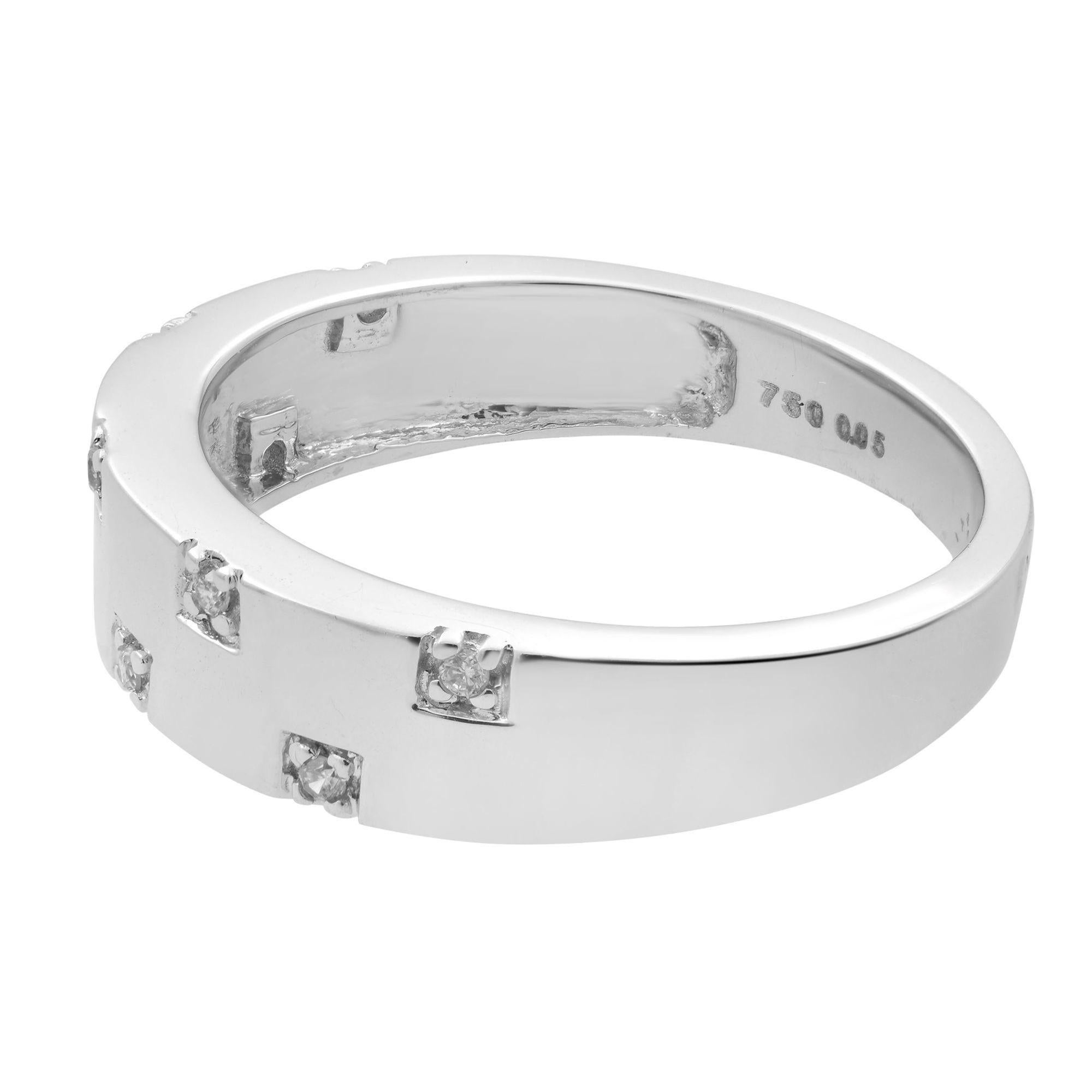 Modern Rachel Koen 0.05cttw Round Cut Diamond Band Ring 18K White Gold For Sale