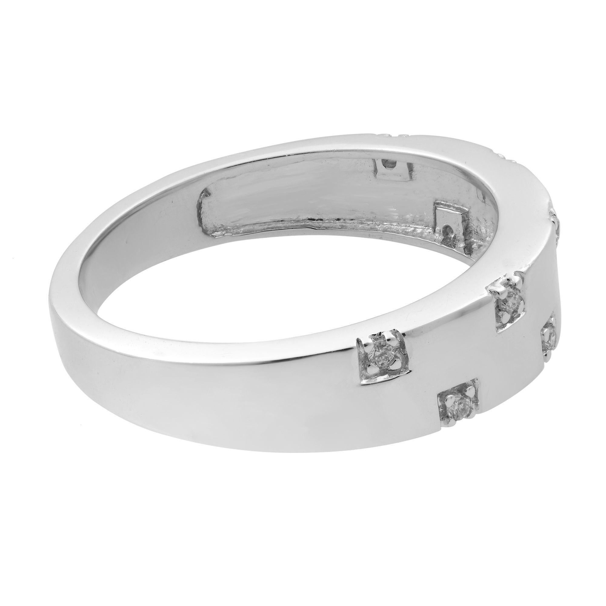 Women's Rachel Koen 0.05cttw Round Cut Diamond Band Ring 18K White Gold For Sale