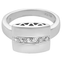 Rachel Koen 0.10Cttw Round Cut Diamond Ring 18K White Gold Size 6.75